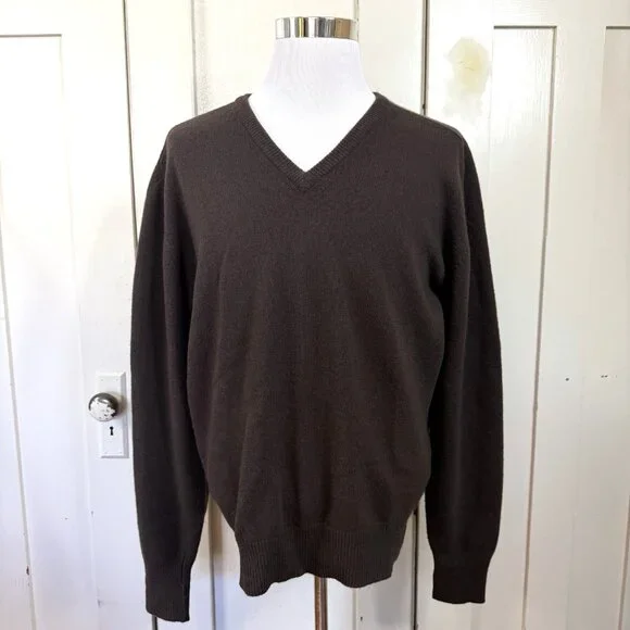 Nordstrom‎ Lambs' Wool Brown V-Neck Knit Sweater Men's XLarge Tall XLT Career